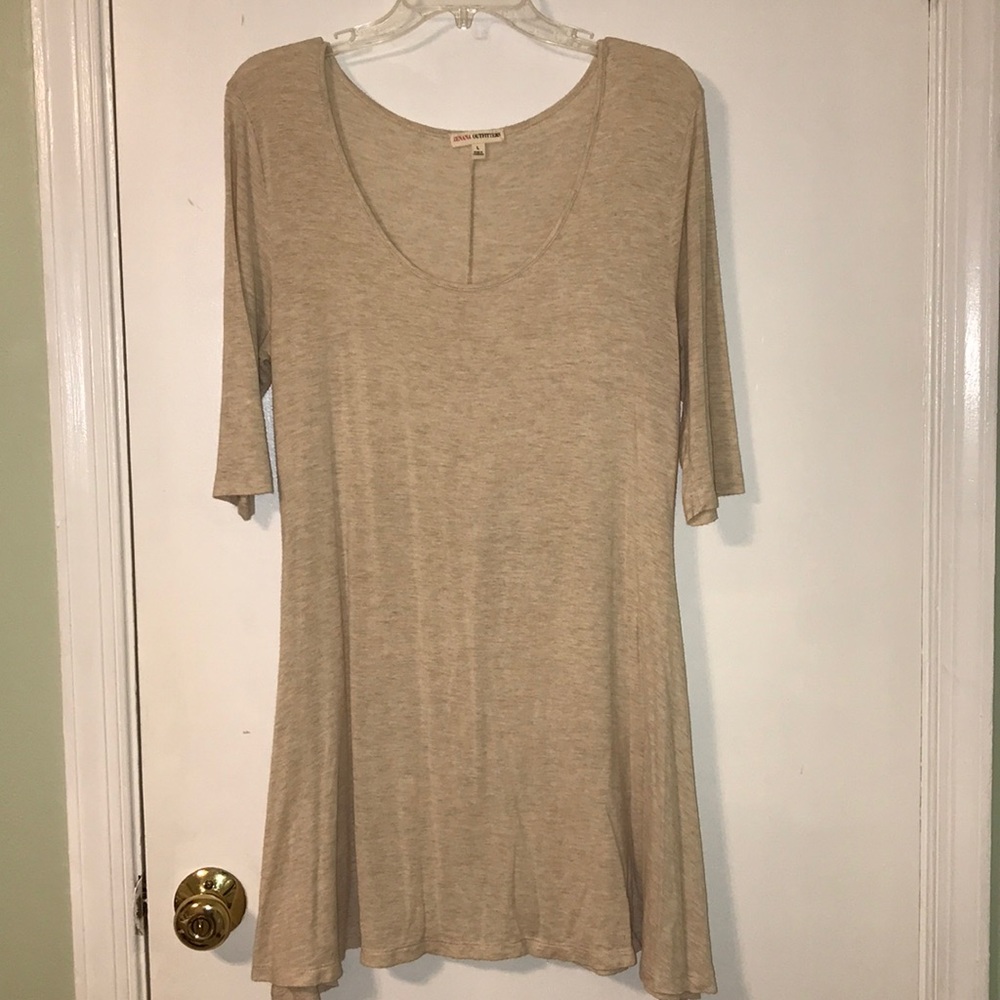 Nude, flowy skater dress